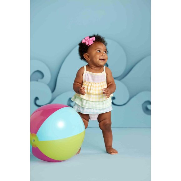 Mud Pie Baby Girl Gingham Ruffle Swimsuit - Picture 2 of 2